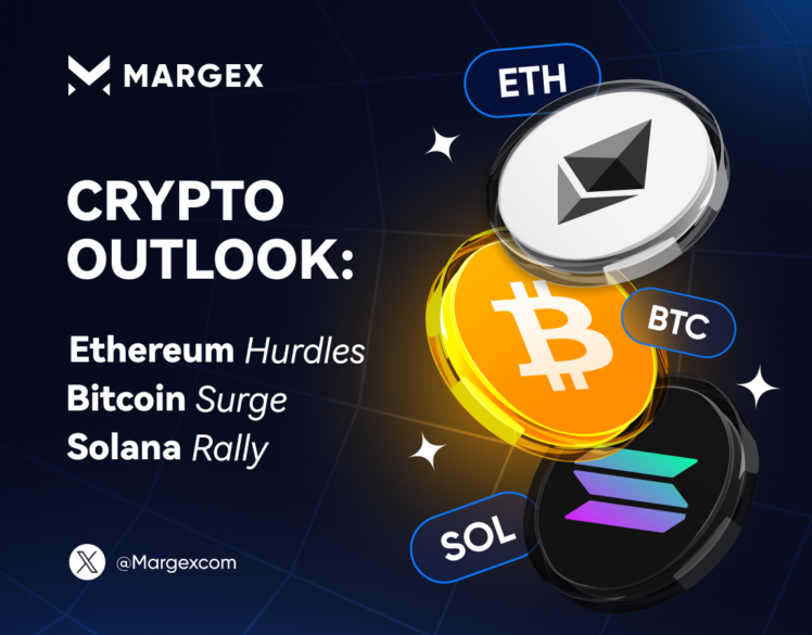 Perspetiva do mercado criptográfico: o aumento altista do Bitcoin, os desafios do ETF do Ethereum e a recuperação resiliente do Solana